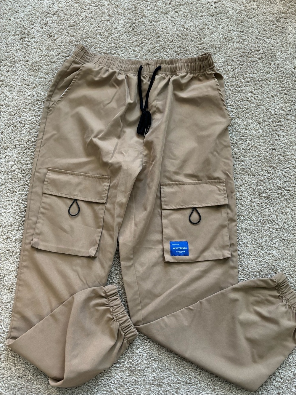 Men's Tan Cargo Jogger Pants - Casual Utility Style